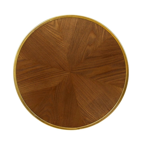 Sada kulatých konferenčních stolků Felix dřevěných boho do obýváku ořech a zlatá Intesi