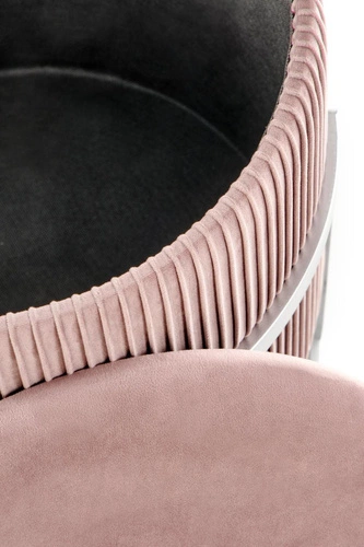 Růžový kulatý sametový taburet Darbi s úložným prostorem do obýváku a ložnice 46 cm