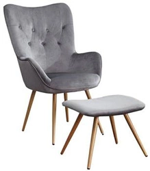 Křeslo s podnožkou Beyla VIC šedé