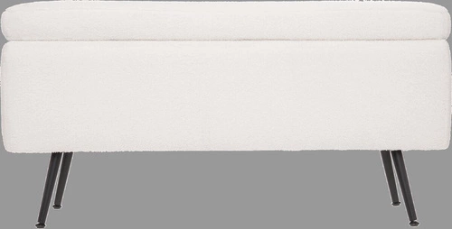 Čalouněná lavice s úložným prostorem Aurora bílá teddy do předsíně na černých nohách Atmosphera