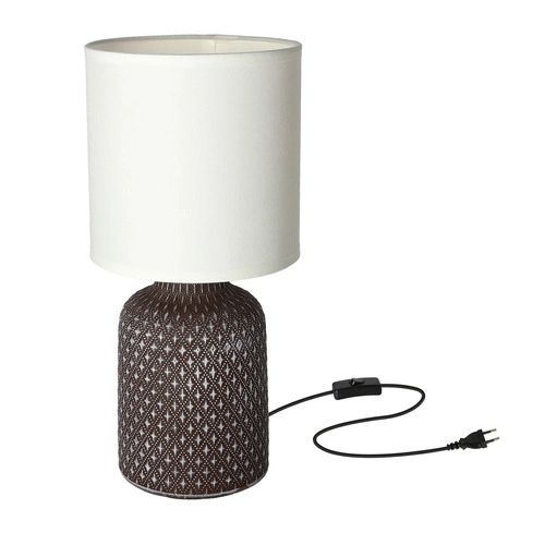 Noční lampička do ložnice Iner hnědá keramická s moderním stínidlem CANDELLUX 32 cm