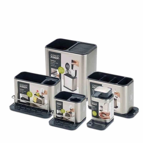 JJ - Velký organizér na dřezové doplňky Surface chrom/černý