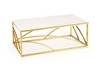 Konferenční stolek Taman obdélníkový skleněný bílý mramor zlatý glamour do obýváku Intesi 120x60