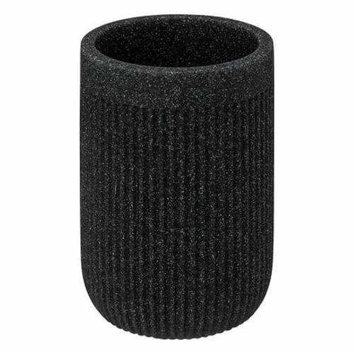 Černý moderní koupelnový kelímek na zubní kartáčky Onyx polystyrenový 5five