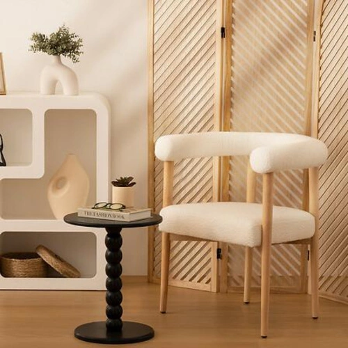 Kulatý konferenční stolek Chamlo černý dřevěný minimalistický do obýváku a ložnice 38 cm