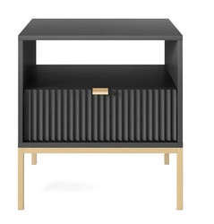 Noční stolek Delicious Intesi 54 cm černý s kovovými zlatými nohami v glamour stylu