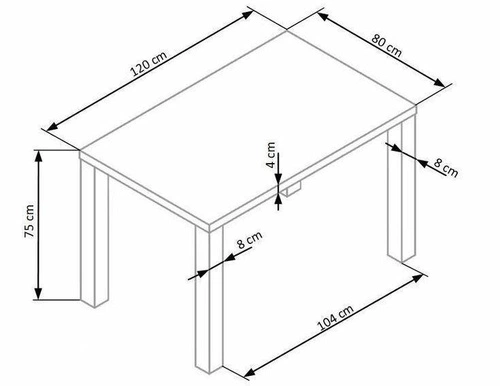 Jídelní stůl Donal bílý 120x80 cm moderní obdélníkový MDF Intesi