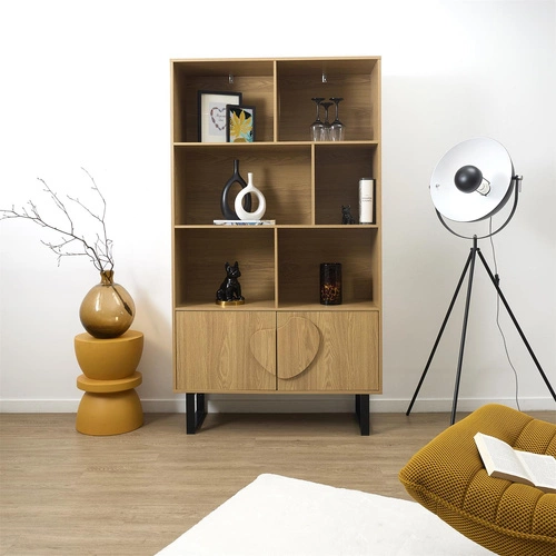 Knihovna Calypso přírodní loftová se skříňkou a policemi do obýváku Intesi 180x100 cm