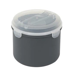 Lunchbox Round Intesi 1,4 l antracitový s přihrádkami a příbory do práce nebo školy