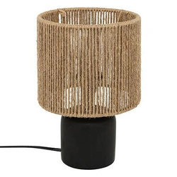Noční lampička Koby černá boho do ložnice s papírovým stínidlem