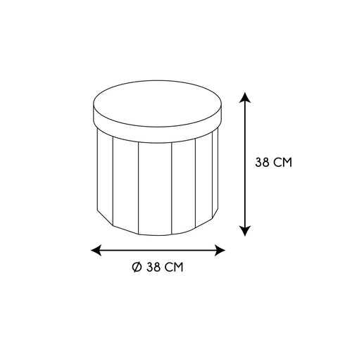 Šedý skládací taburet Olaf s úložným prostorem, kulatý do předsíně a obýváku, 38 cm