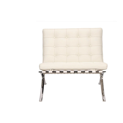 Relaxační křeslo BA1 pravá kůže bílá inspirované Barcelona moderní do obýváku