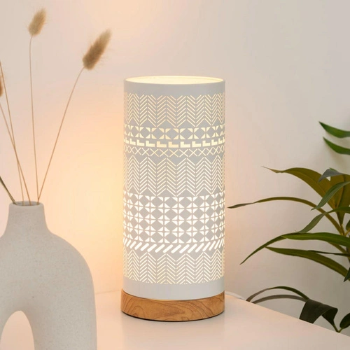 Dotyková noční lampička Lamby bílá moderní geometrická do ložnice Atmosphera 27,5 cm