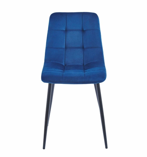 Jídelní židle Caro Velvet modrá čalouněná moderní sametová na černých nohách