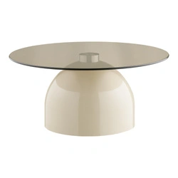 Konferenční stolek Ravello kulatý skleněný moderní šedo‑béžový 70 cm