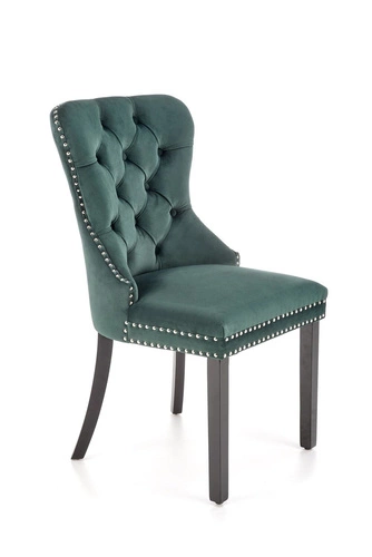 Čalouněná sametová jídelní židle Charlotte Intesi zelená moderní s dřevěnými nohami