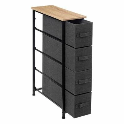 Úzký černý skandinávský regál Tissa se 4 zásuvkami do koupelny nebo předsíně 73,5 cm