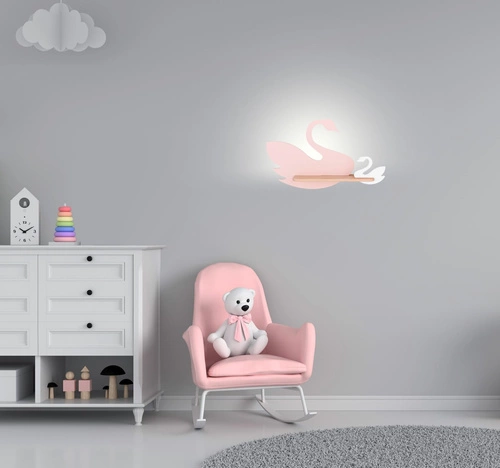 Nástěnné svítidlo Swan LED 5W růžové dřevěné klasické do dětského pokoje CANDELLUX