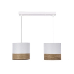 Závěsné svítidlo Bianco white 2x40W E27 stínidlo bílá+ořech