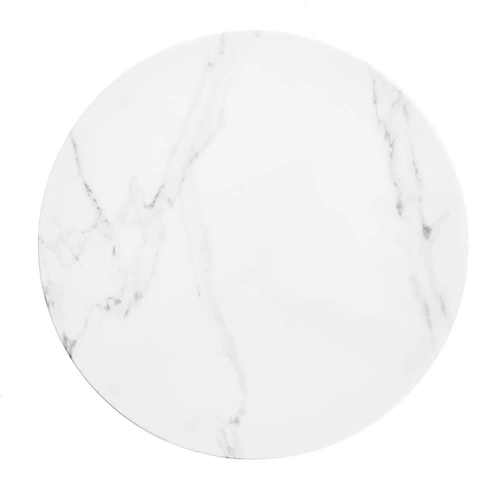 Konferenční stolek Safakis kulatý skleněný bílý mramor zlatý moderní glamour do obýváku 60 cm