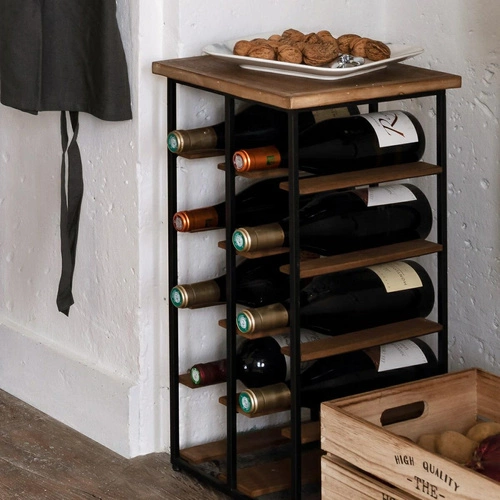 Kovový industriální stojan na víno Bakos s policemi na 10 lahví do kuchyně Atmosphera