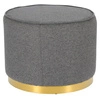 Puf Kung XL kulatý tmavě šedý glamour do obýváku čalouněný na zlaté podstavě 60x47 cm