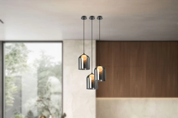 Závěsné svítidlo Klea černé s kouřovým sklem moderní do obýváku nebo nad stůl