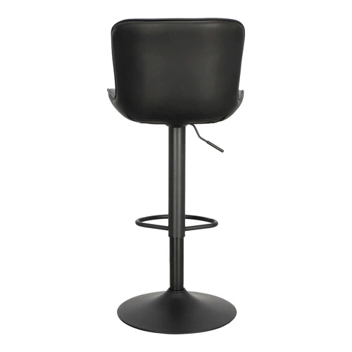 Barová židle Tessa černá moderní s opěrkou, výškově nastavitelná, otočná k kuchyňskému ostrůvku, ekokůže Intesi