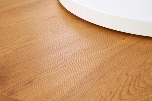 Kulatý rozkládací konferenční stolek Pug bílý dub skandinávský do obýváku 80 cm Intesi