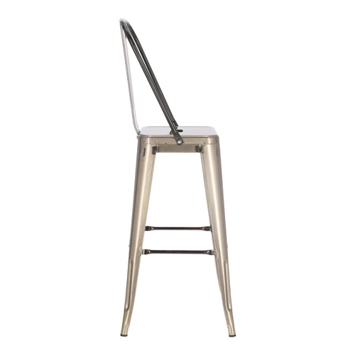 Barová židle Paris Back 75 cm kovová industriální s opěrkou do kuchyně a k ostrůvku šedá D2.DESIGN