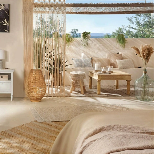 Stolní lampa Etel 55 cm skandinávská s dřevěnou základnou do obýváku a ložnice boho