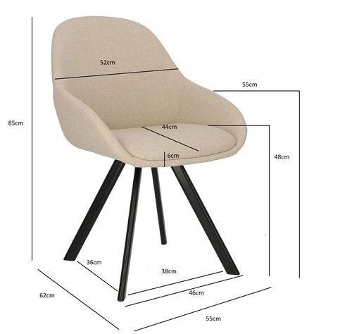 Sada 2 béžových židlí Nels s černými nohami