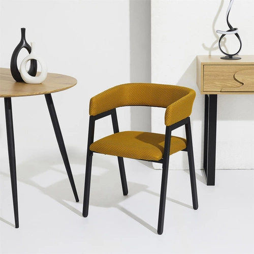 Žlutá čalouněná jídelní židle Craft Intesi s područkami, moderní do kuchyně