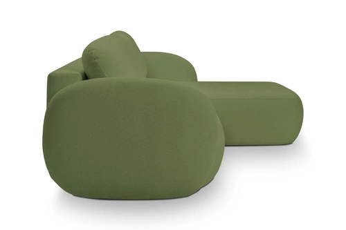 Rohová rozkládací sedačka Salby pravá zelená moderní do obýváku s úložným prostorem