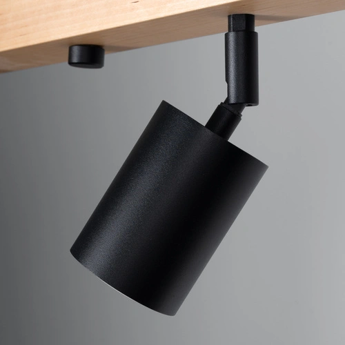 Moderní stropní svítidlo VERDO 4 černé s dřevem, nastavitelný do obývacího pokoje SOLLUX LIGHTING