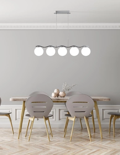 Závěsné svítidlo Ramon moderní 5ramenné bílé chrom do obýváku kuchyně jídelny