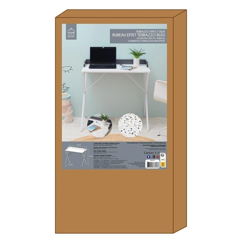 Psací stůl Brice moderní bílý s terrazzo na práci a studium 84 cm Intesi