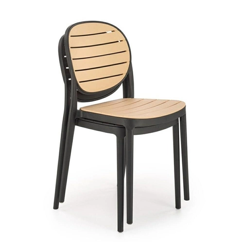 Jídelní židle Mindi Intesi z plastu černá přírodní snadné čištění stohovatelná