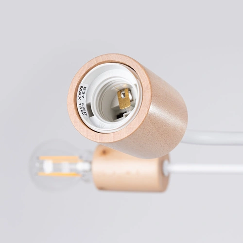 Loftový lustr TIMBO 6 bílý s dřevem moderní stropní svítidlo do obýváku