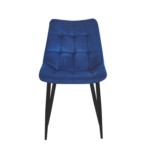 Čalouněná jídelní židle z modrého sametu Poly Intesi s černými nohami do jídelny a obýváku