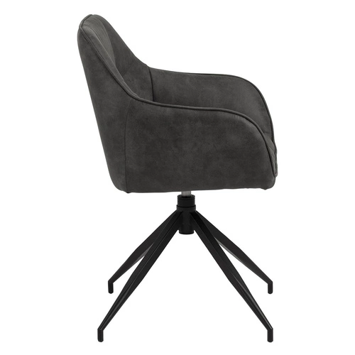 Otočená čalouněná židle Brenda Actona šedá s područkami do jídelny moderní