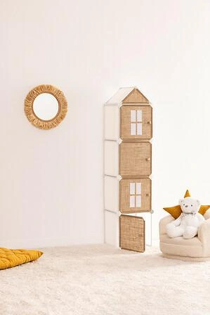 Dětský regál na hračky Tower 139 cm juta bílý