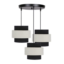 Benta černá talířová závěsná lampa 3x40W E27 stínidlo černá+krémová