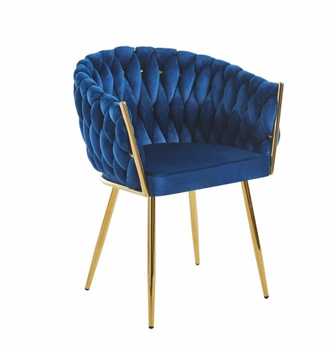 Čalouněná jídelní židle Malaya Velvet Intesi modrá glamour se zlatými nohami