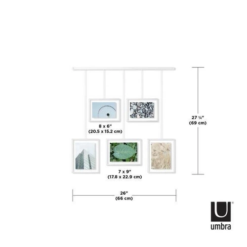 Bílá závěsná multirám Umbra Exhibit skandinávský rámeček 10x15 a 13x18