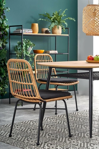 Jídelní stůl Sonic oválný zlatý dub černé nohy moderní loft 160x90 cm