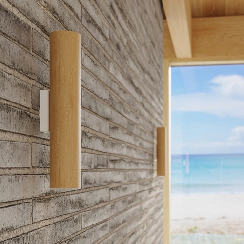 Moderní nástěnné svítidlo LINO bílé z přírodního dřeva do obýváku a ložnice