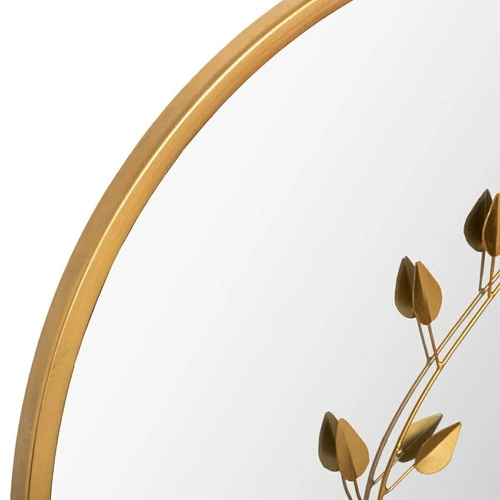 Kulaté zrcadlo glamour Feuille 58 cm zlaté do obýváku v kovovém rámu Atmosphera