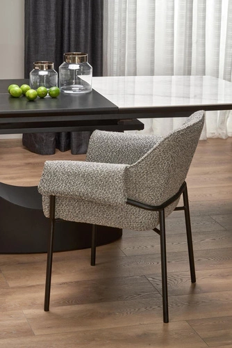 Rozkládací jídelní stůl Demin bílý mramor moderní na jedné noze 160–220 cm Intesi