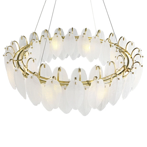 Stropní svítidlo PIUMA glamour bílo-zlaté skleněné 80 cm do obýváku a jídelny Step into Design